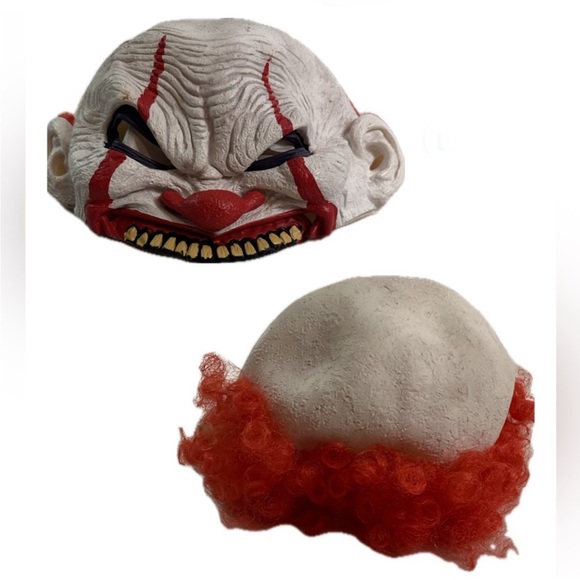 Scary Rubber Clown Face Mask Halloween Costume - Picture 1 of 5